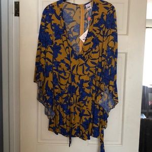Forever 21 “Leslie” yellow and blue romper